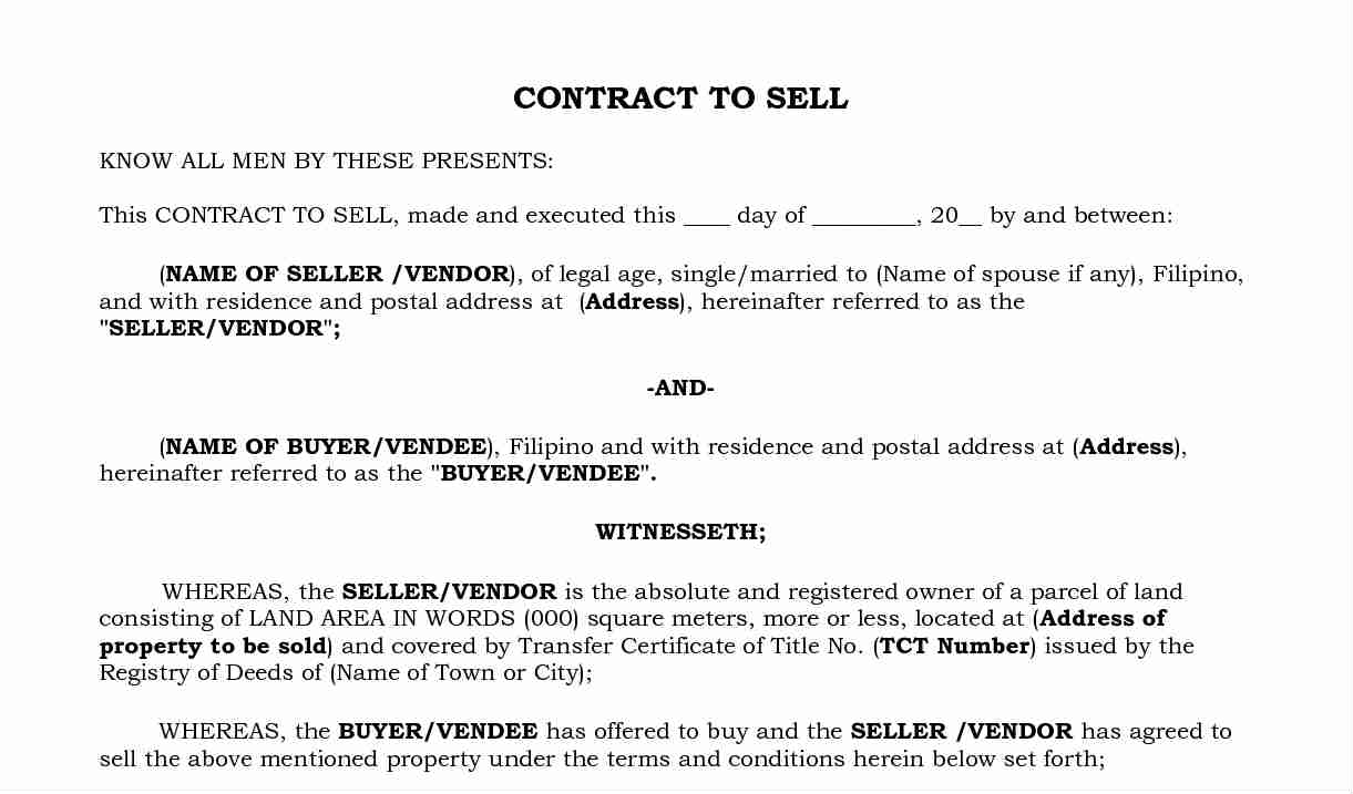 contract to sell