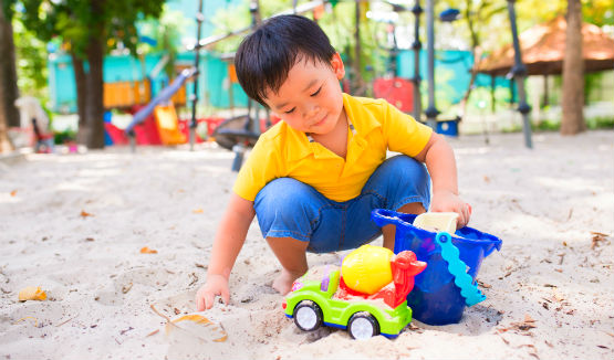 Boy playing in park