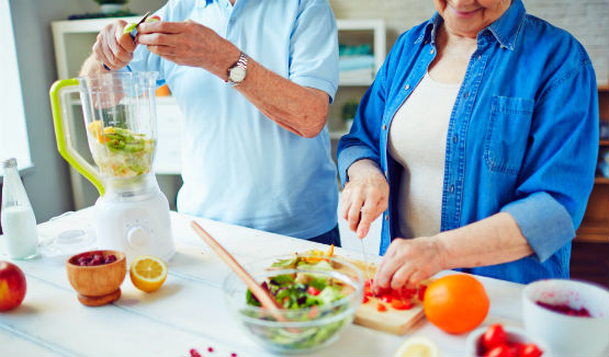 old people in kitchen