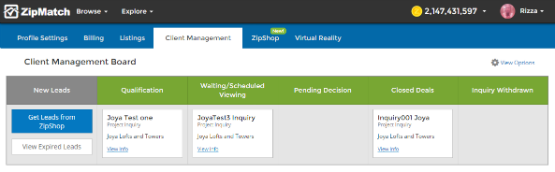 manage leads zipmatch